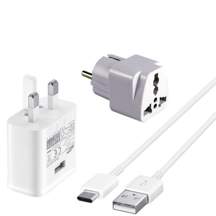 شارژر دیواری سامسونگ مدل EP-TA20UWE به همراه کابل تبدیل USB-C و مبدل برق تکنو